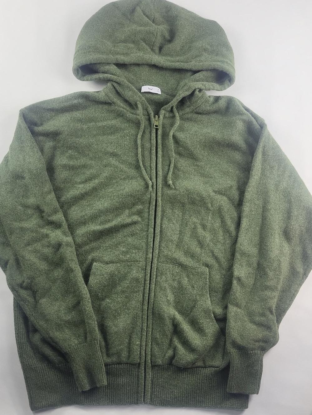 Aritzia TNA Green Wool Cashmere Blend Knit Zip Hoodie Size Medium